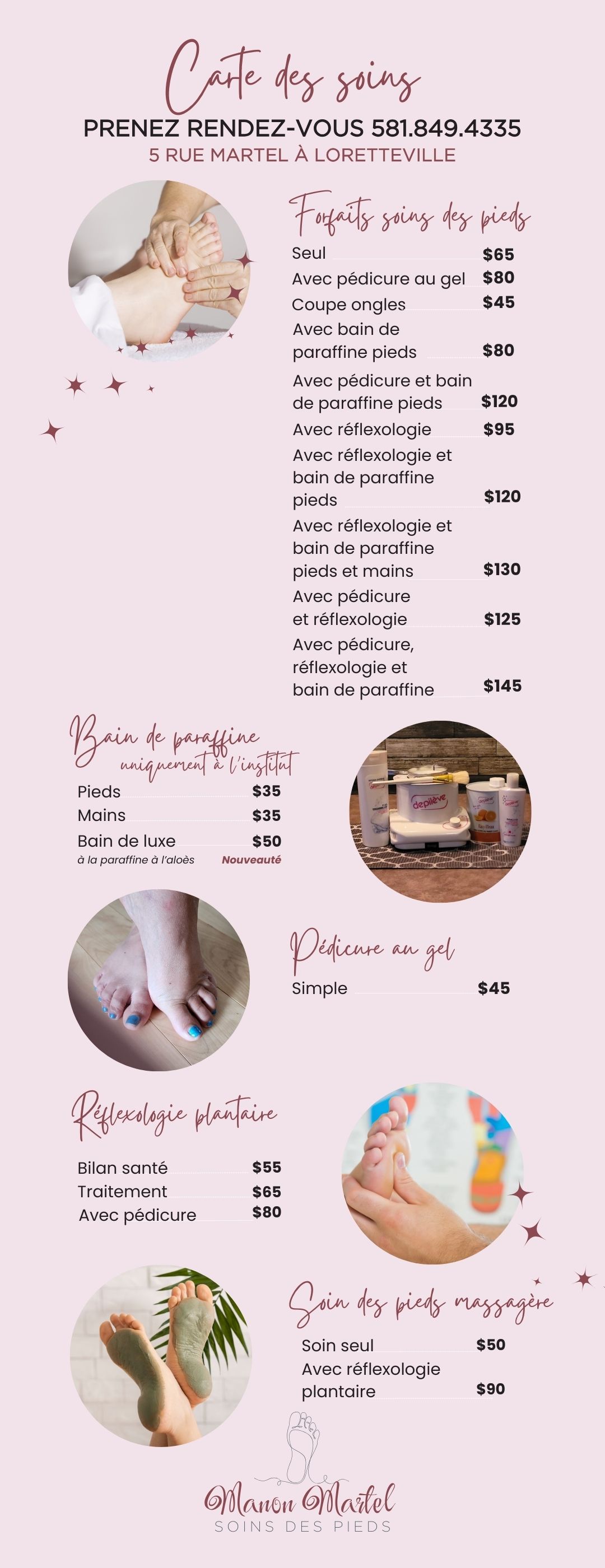 liste de prix manon martel