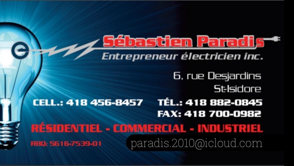 Sébastien Paradis Entrepreneur Électricien