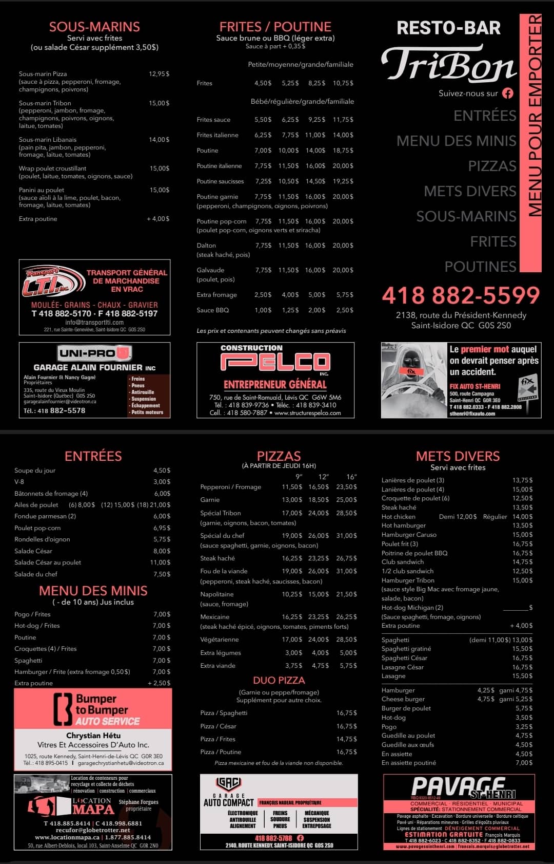Restaurant Le Tribon Menu 2022 3