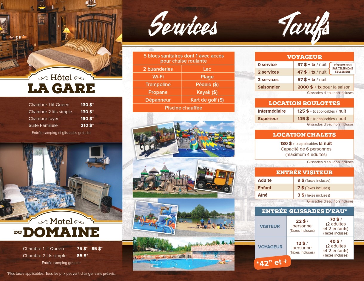 tarif 2021 camping chevalier