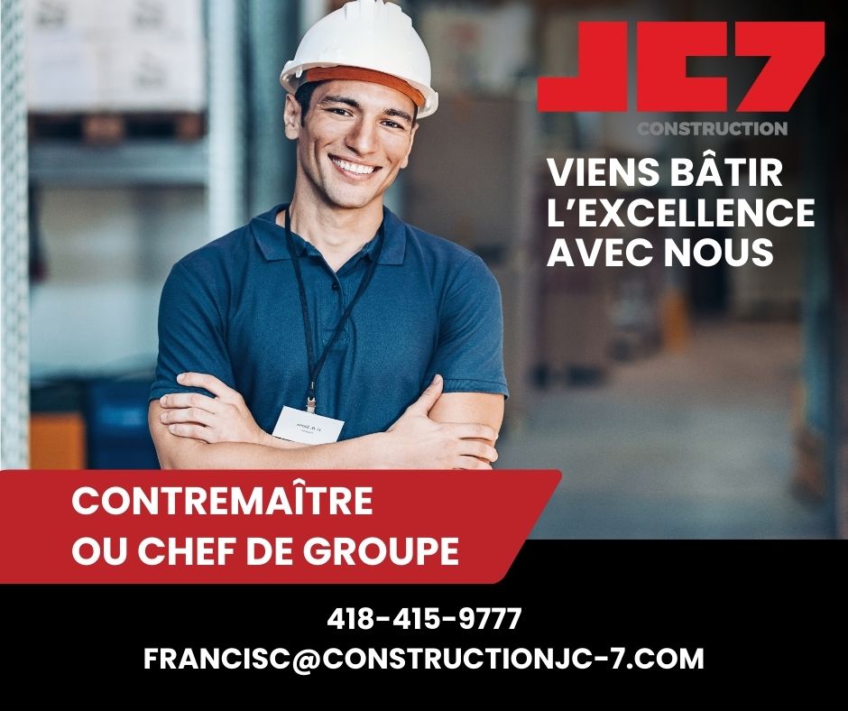 Offre d'emploi : Contremaître ou Chef de groupe